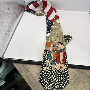 Flintstones  Handmade Men's Necktie Patriotic USA Capitol Flag Vintage American